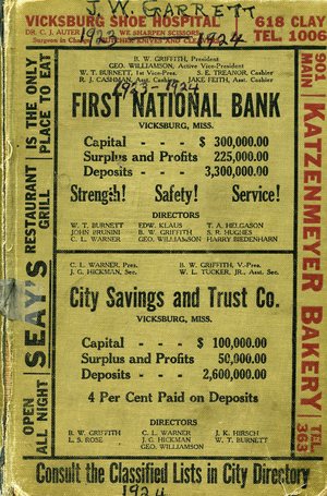 1924, Vicksburg – Warren County, Mississippi Polk City Directory 1924, Vicksburg – Warren County, Mississippi Polk City Directory