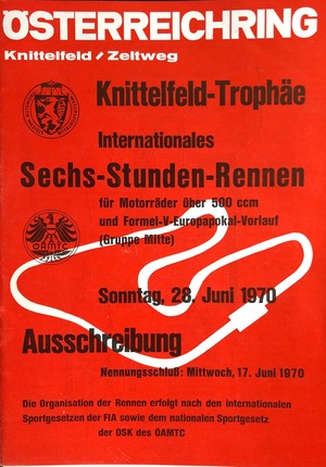 Ausschreibung Formel-V-Europapokal-Vorlauf Österreichring 1970 Ausschreibung Formel-V-Europapokal-Vorlauf Österreichring 1970