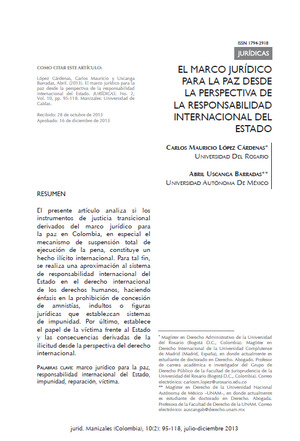 El Marco Jurídico para la Paz desde la perspectiva de la responsabilidad internacional del Estado El Marco Jurídico para la Paz desde la perspectiva de la responsabilidad internacional del Estado