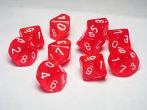 10 d10 Dice Set. Borealis Red/White 10 d10 Dice Set. Borealis Red/White