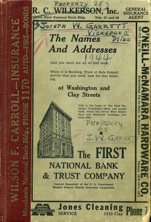 1944, Vicksburg – Warren County, Mississippi Polk City Directory 1944, Vicksburg – Warren County, Mississippi Polk City Directory
