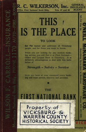 1941, Vicksburg – Warren County, Mississippi Polk City Directory 1941, Vicksburg – Warren County, Mississippi Polk City Directory