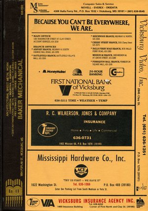 1991, Vicksburg – Warren County, Mississippi Polk City Directory 1991, Vicksburg – Warren County, Mississippi Polk City Directory
