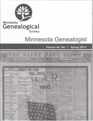 Minnesota Genealogist 44_01 Spring 2013 Minnesota Genealogist 44_01 Spring 2013