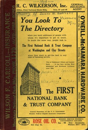 1946, Vicksburg – Warren County, Mississippi Polk City Directory 1946, Vicksburg – Warren County, Mississippi Polk City Directory