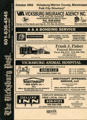 2002, October, Vicksburg – Warren County, Mississippi Polk City Directory 2002, October, Vicksburg – Warren County, Mississippi Polk City Directory