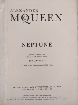 Alexander McQueen: Neptune Spring/Summer 2006 (Invite) Alexander McQueen: Neptune Spring/Summer 2006 (Invite)