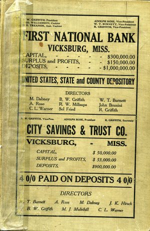 1911 – 1912, Vicksburg – Warren County, Mississippi Polk City Directory 1911 – 1912, Vicksburg – Warren County, Mississippi Polk City Directory