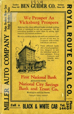 1929, Vicksburg – Warren County, Mississippi Polk City Directory 1929, Vicksburg – Warren County, Mississippi Polk City Directory