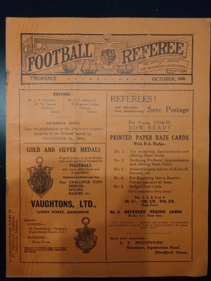 Football Referee - 1934-10 - October, The Football Referee - 1934-10 - October, The