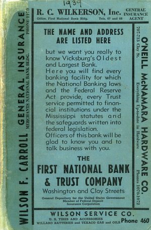 1939, Vicksburg – Warren County, Mississippi Polk City Directory 1939, Vicksburg – Warren County, Mississippi Polk City Directory