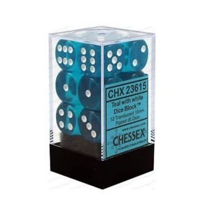 12 d6 Dice Block. Translucent Teal/White 12 d6 Dice Block. Translucent Teal/White