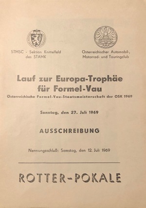 Ausschreibung Europa-Trophäe Formel V 1969 Ausschreibung Europa-Trophäe Formel V 1969