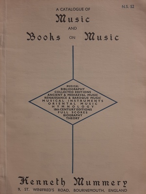 Catalogue of Music and Books on Music N.S. 52, A Catalogue of Music and Books on Music N.S. 52, A