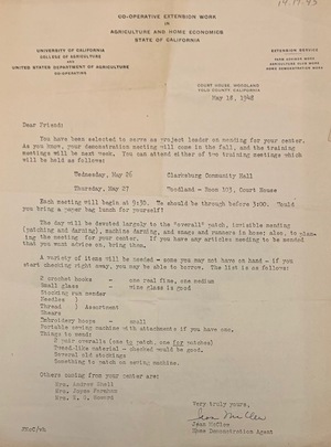 Clothing Program, Agriculture and Home Economics, State of California, The Clothing Program, Agriculture and Home Economics, State of California, The