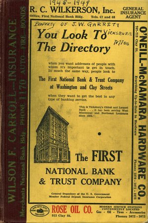 1948 – 1949, Vicksburg – Warren County, Mississippi Polk City Directory 1948 – 1949, Vicksburg – Warren County, Mississippi Polk City Directory