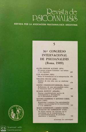 Revista de Psicoanálisis Revista de Psicoanálisis