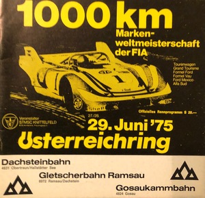 Programm 1000km Markenweltmeisterschaft der FIA 1975 Programm 1000km Markenweltmeisterschaft der FIA 1975
