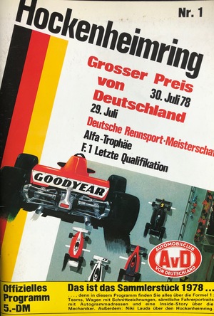 Großer Preis von Deutschland Hockenheim 1978 Formel Super V Großer Preis von Deutschland Hockenheim 1978 Formel Super V