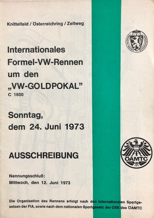 Ausschreibung Formel V Goldpokal Österreichring 1973 Ausschreibung Formel V Goldpokal Österreichring 1973