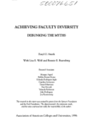 Achieving faculty diversity: debunking the myths Achieving faculty diversity: debunking the myths