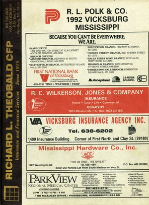 1992, Vicksburg – Warren County, Mississippi Polk City Directory 1992, Vicksburg – Warren County, Mississippi Polk City Directory