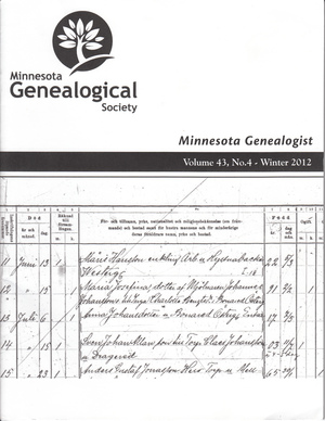 Minnesota Genealogist 43_04 Winter 2012 Minnesota Genealogist 43_04 Winter 2012