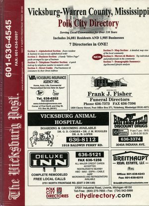 2003, September Vicksburg – Warren County, Mississippi Polk City Directory 2003, September Vicksburg – Warren County, Mississippi Polk City Directory