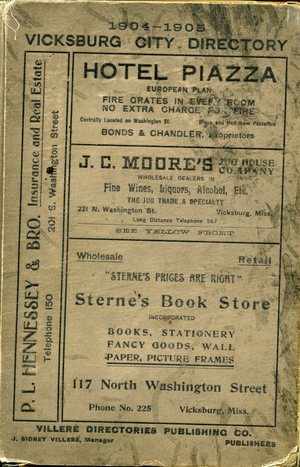 1904 – 1905, Vicksburg – Warren County, Mississippi Polk City Directory 1904 – 1905, Vicksburg – Warren County, Mississippi Polk City Directory