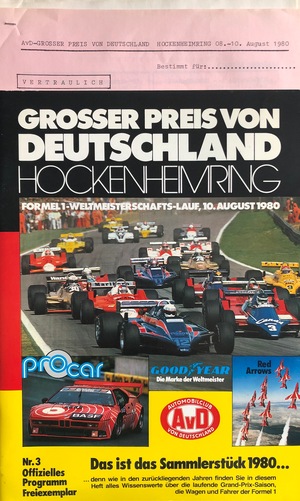 Großer Preis von Deutschland Hockenheimring 1980 - Formel Super V Großer Preis von Deutschland Hockenheimring 1980 - Formel Super V
