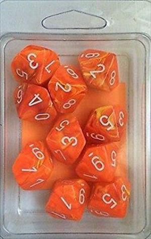 10 d10 Dice Set. Borealis Orange/White 10 d10 Dice Set. Borealis Orange/White